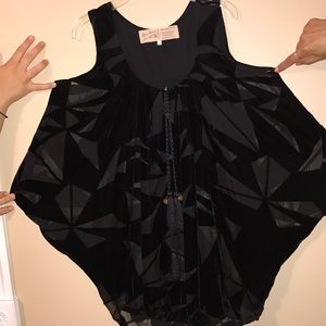 River Island: Black top, see-through pattern